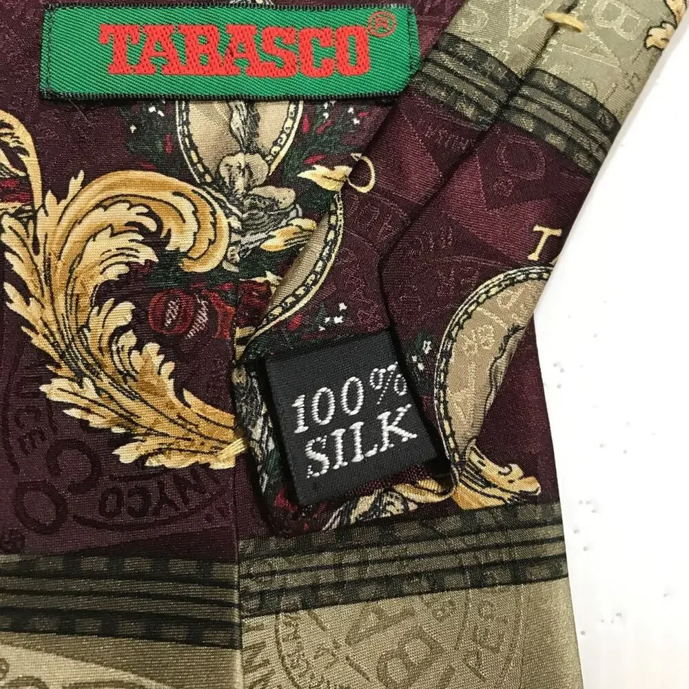 Tabasco Silk Red Multicolor Wide Classic Mens Necktie 59”